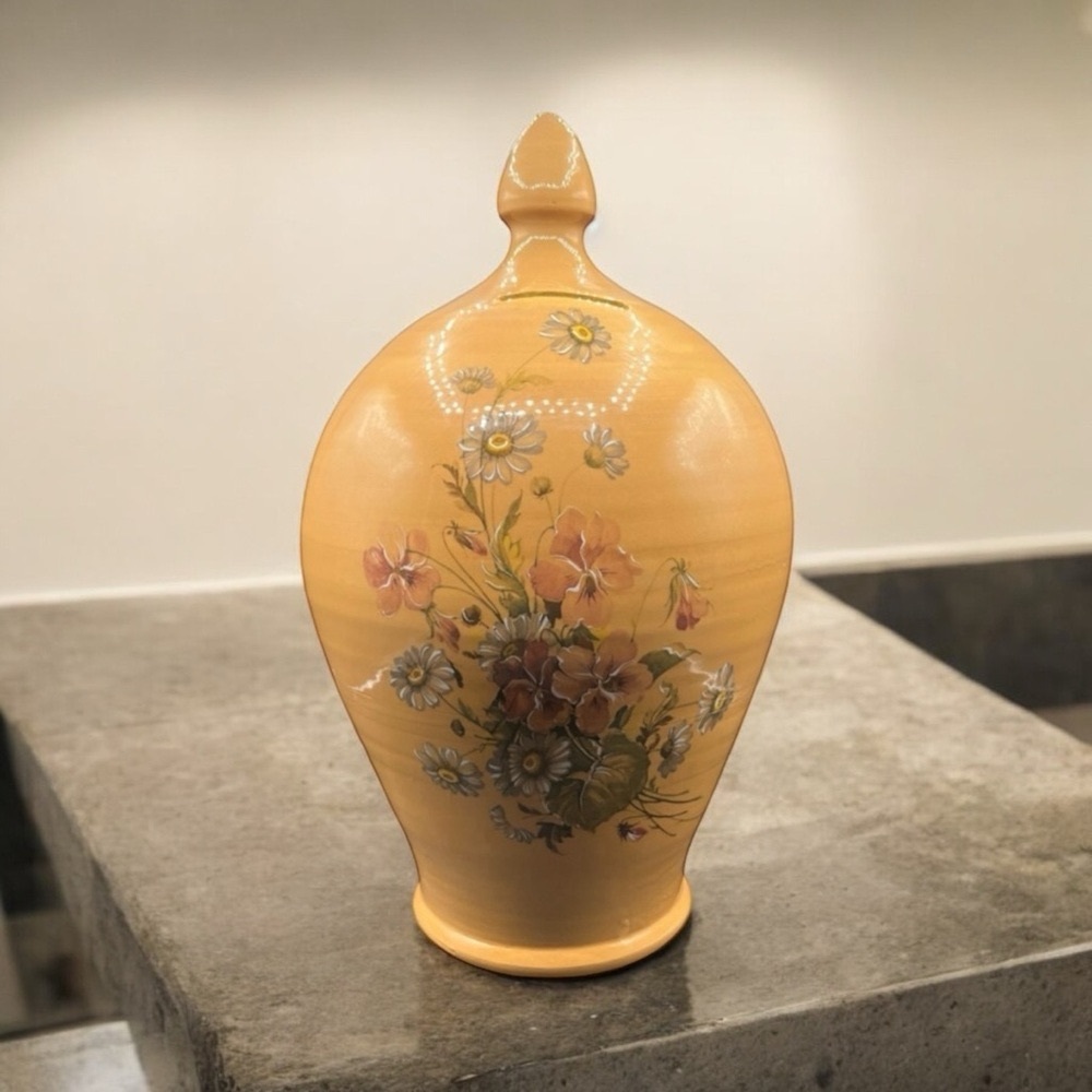 VINTAGE 1940s-1960s PAINTED TERRA COTTA ITALIAN WEDDING JAR